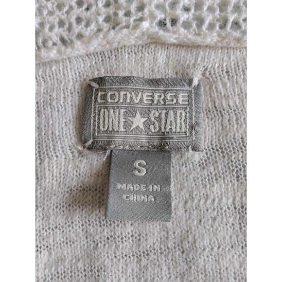 Converse Sweater Women's S Ivory White Shawl Open Front Shrug Long Sleeve Y2K - Picture 10 of 12
